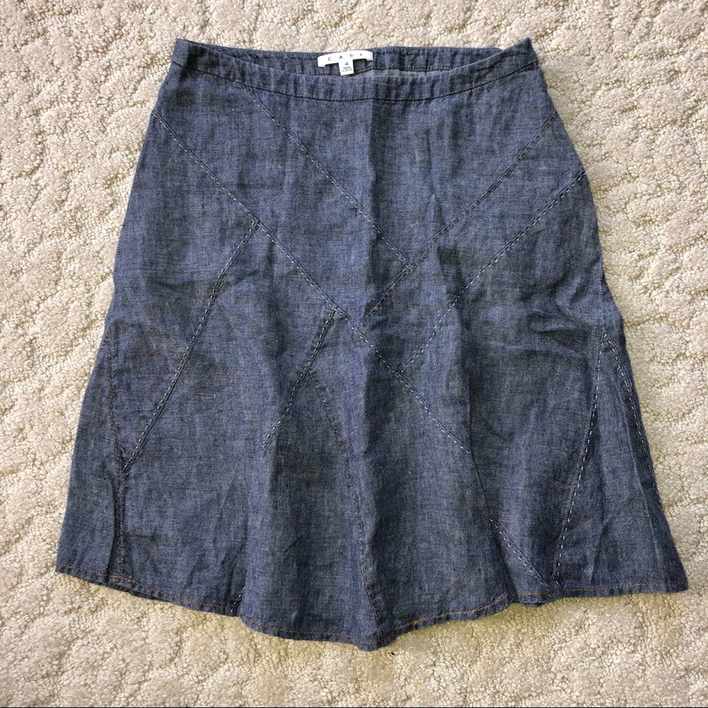 CAbi linen skirt size 4 denim chambray stitching